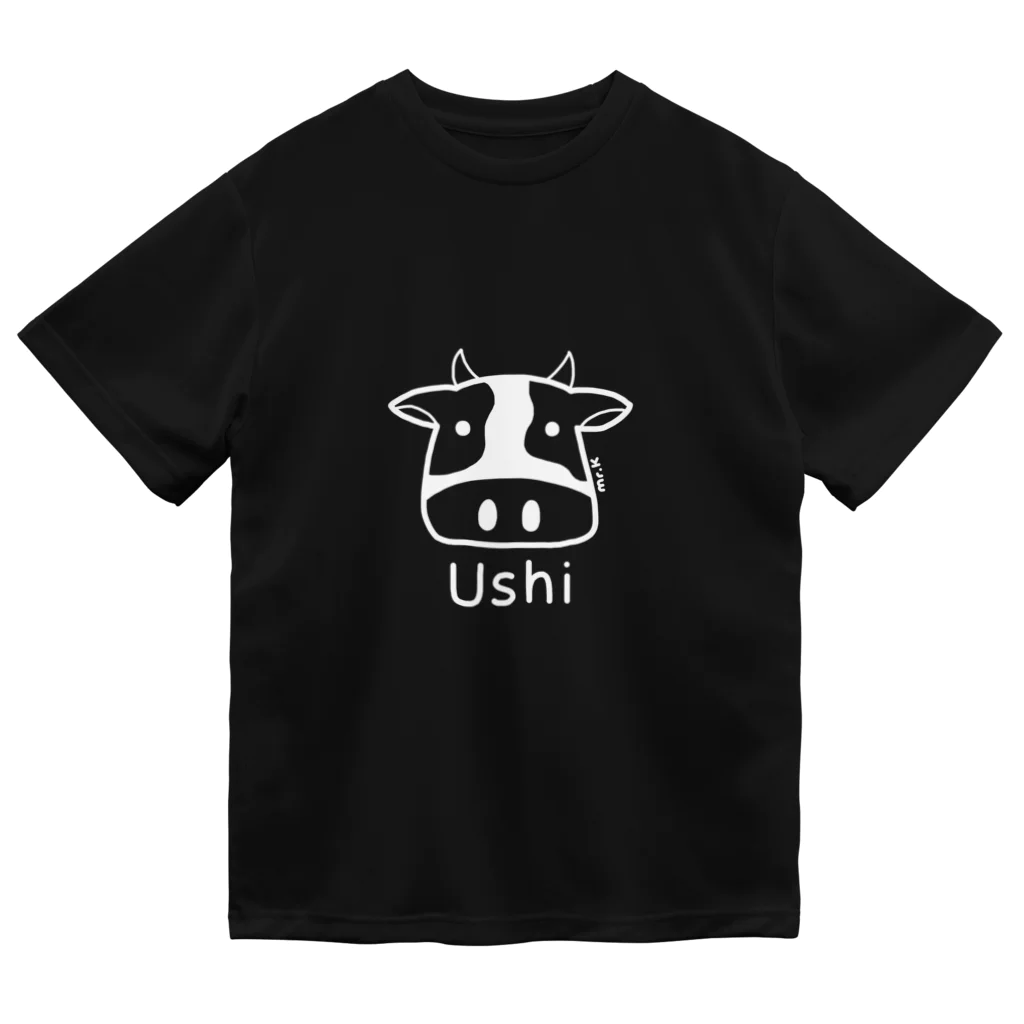 MrKShirtsのUshi (牛) 白デザイン ドライTシャツ