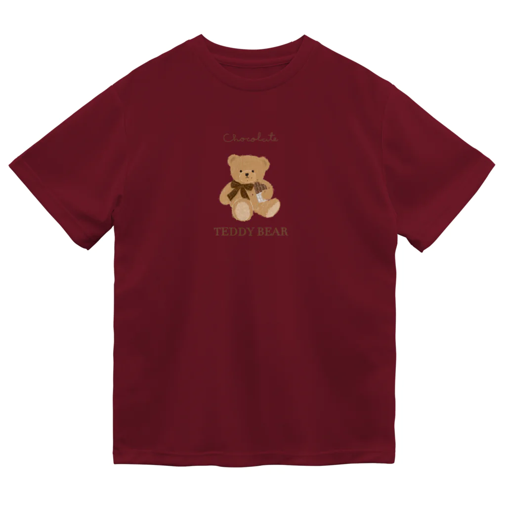 kiki25の板チョコを食べるテディーベアー(キャラメル) ドライTシャツ