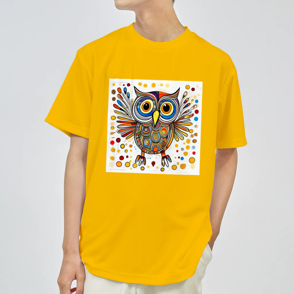 猫魚鳥時々犬等 arte♡のLucky Owl ♡ Dry T-Shirt