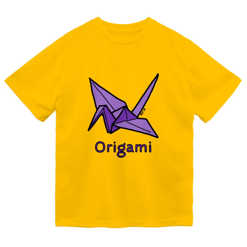MrKShirtsのOrigami (折り紙鶴) 色デザイン ドライTシャツ