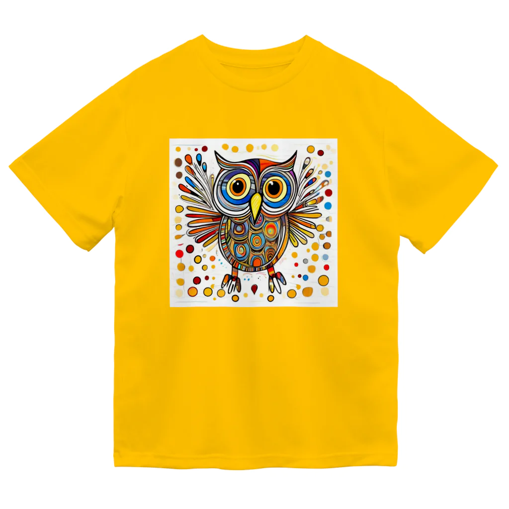 猫魚鳥時々犬等 arte♡のLucky Owl ♡ ドライTシャツ