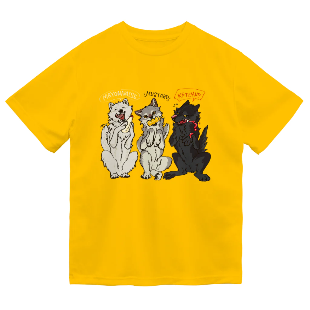 タタナ幻獣館のマヨネーズマスタードケチャップなオオカミ ドライTシャツ