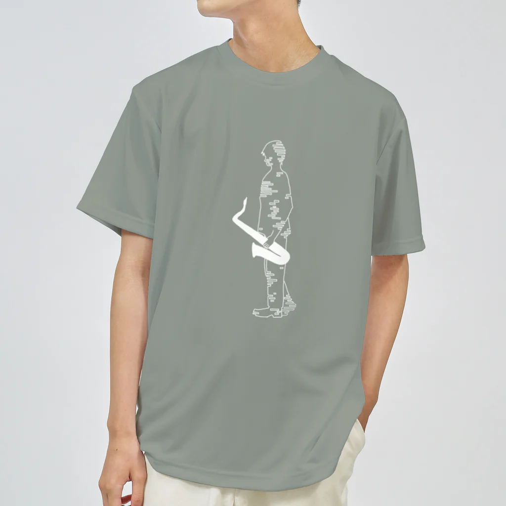 おえかきする水蜜桃のHE IS A SAX PLAYER 白 Dry T-Shirt