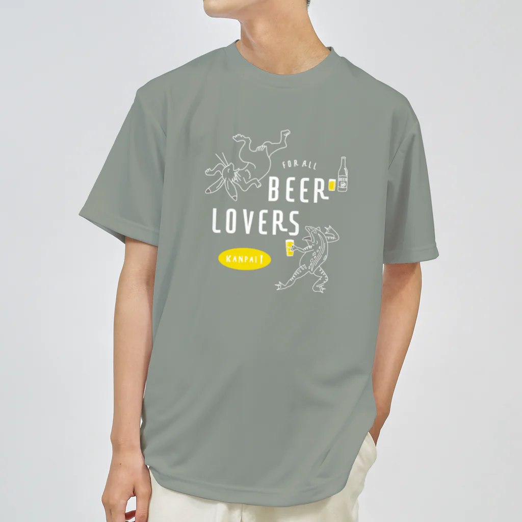 ビールとアート TM-3 Designの名画 × BEER（鳥獣戯画・すべてのビール好きのために）白線画 Dry T-Shirt