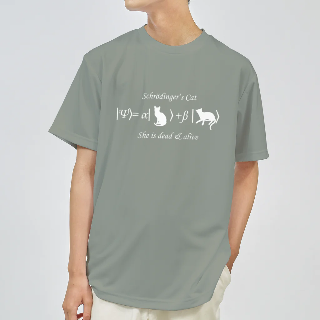 Silvervine Psychedeliqueのシュレーディンガーの猫（白字） Dry T-Shirt