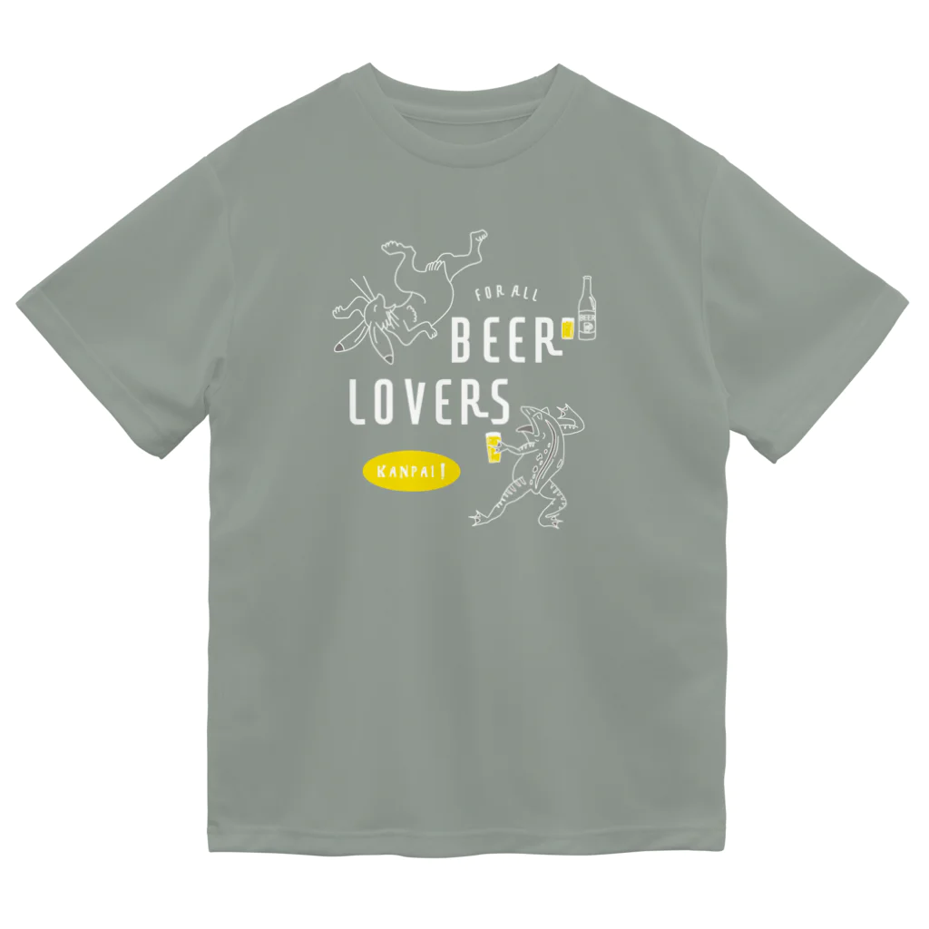 ビールとアート TM-3 Designの名画 × BEER（鳥獣戯画・すべてのビール好きのために）白線画 ドライTシャツ