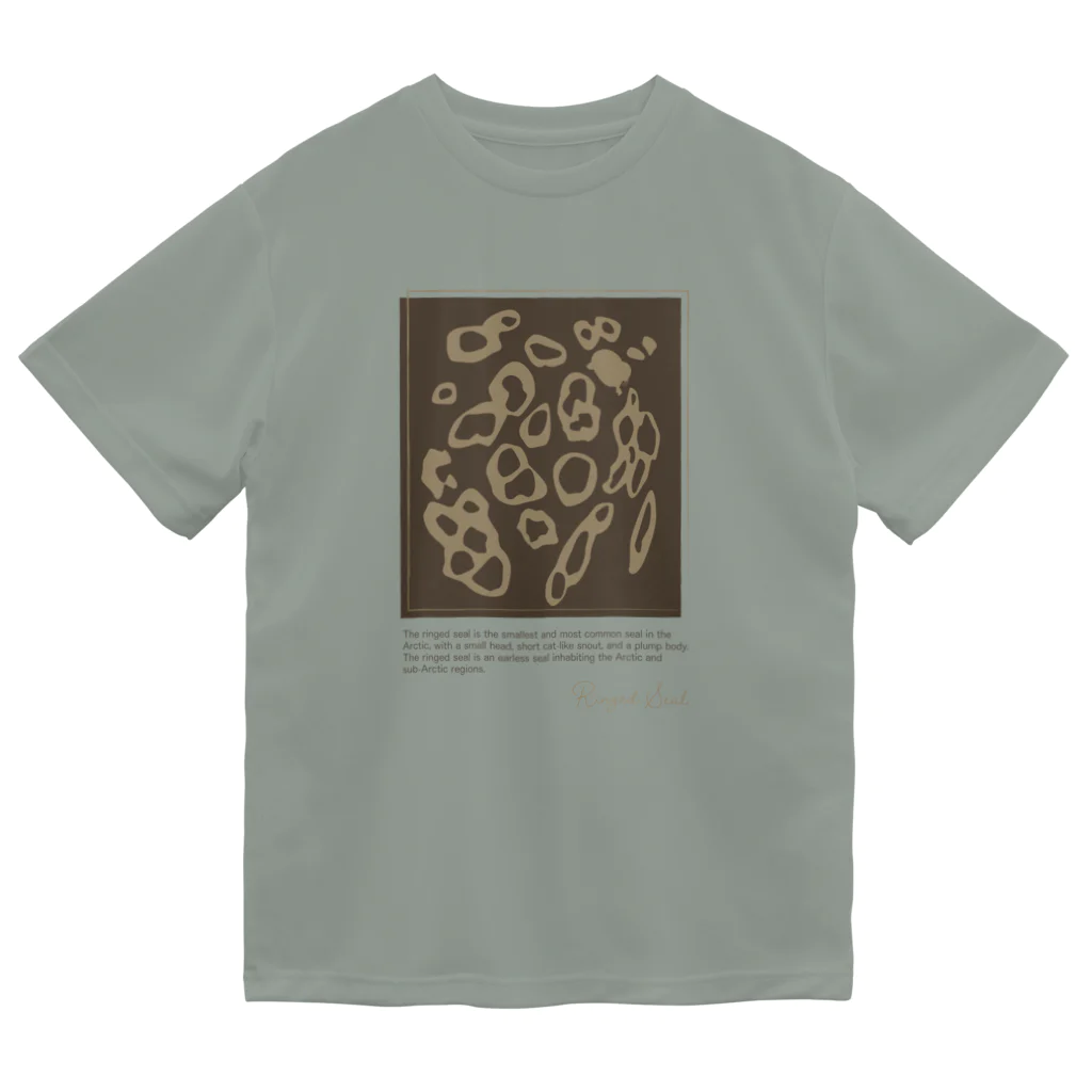 chiho_seal_shopのワモン アザラシ 柄 ブラウン Ringed seal pattern Brown Dry T-Shirt