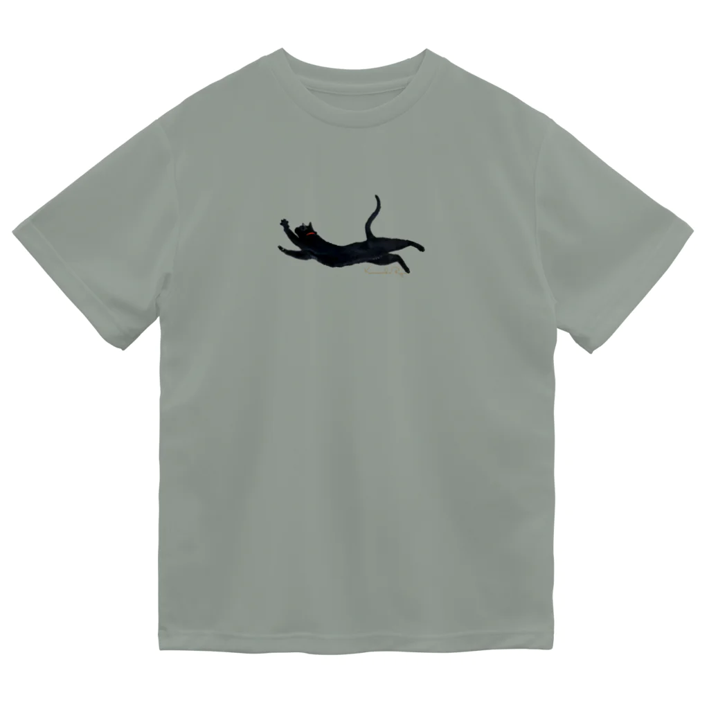 黒猫りゅうのちょっとだけ長い黒猫 Dry T-Shirt