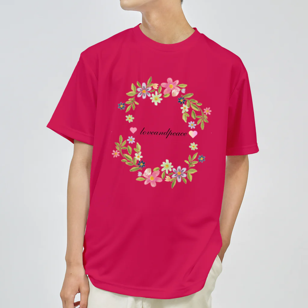 sakuranonakanoharunokazeの花柄lloveandpeace Dry T-Shirt