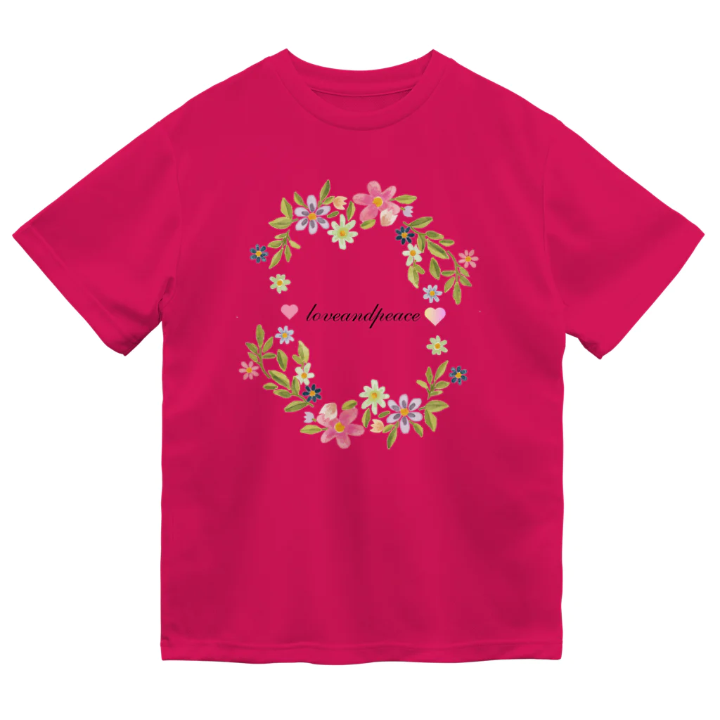 sakuranonakanoharunokazeの花柄lloveandpeace Dry T-Shirt