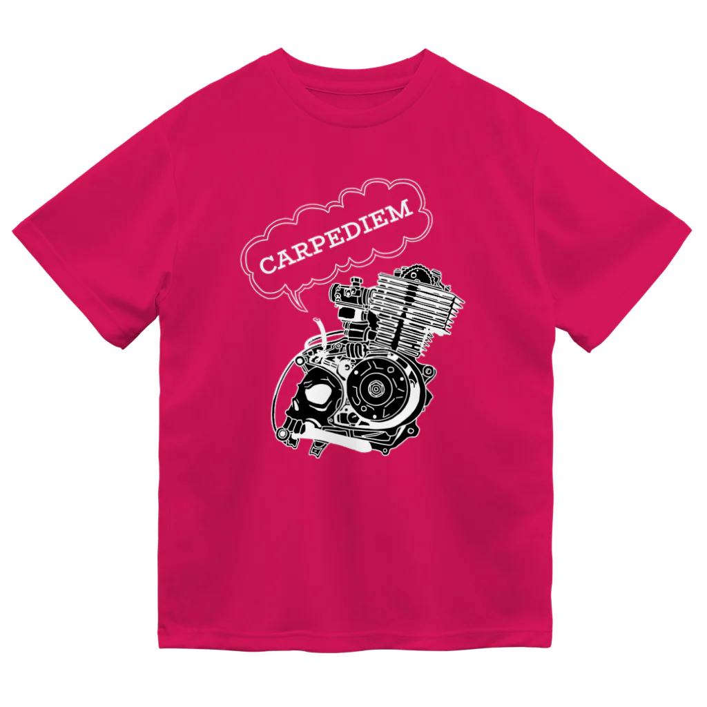 CARPE DIEMのドクロエンジン黒 ドライTシャツ