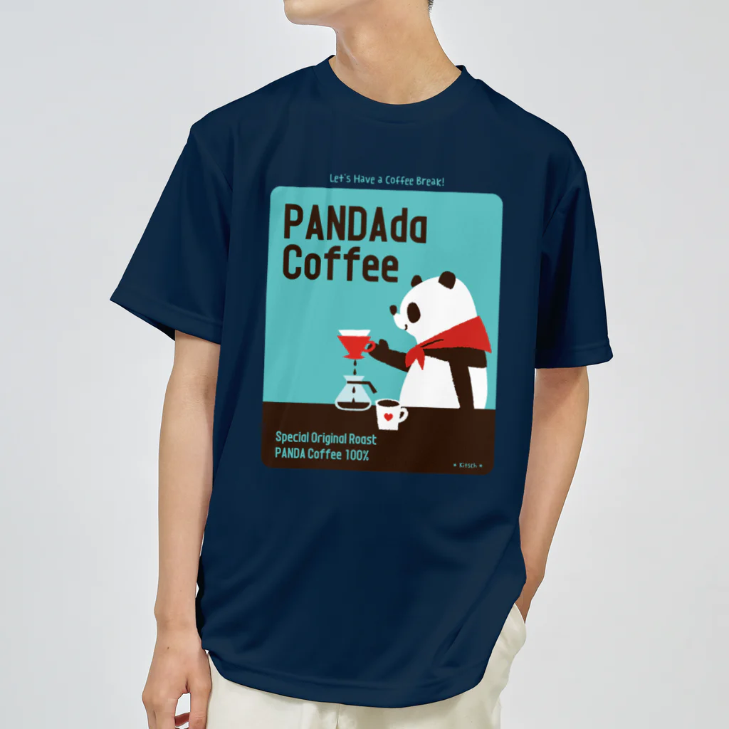 キッチュのパンダコーヒー ドライTシャツ