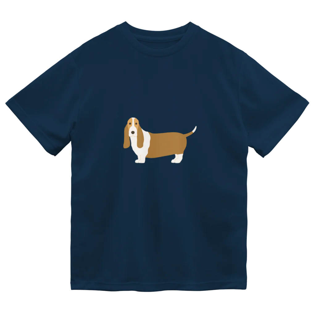 ゆいたっく／犬イラストのバセット・ハウンド Dry T-Shirt