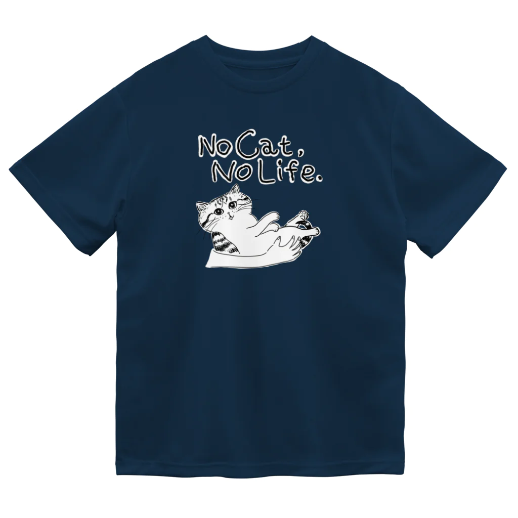 TomoshibiのNo Cat, No Life.  抱っこ猫 ドライTシャツ