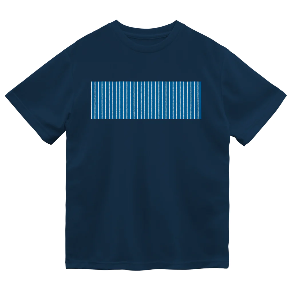 Planet Evansの青と白の縦縞 ドライTシャツ