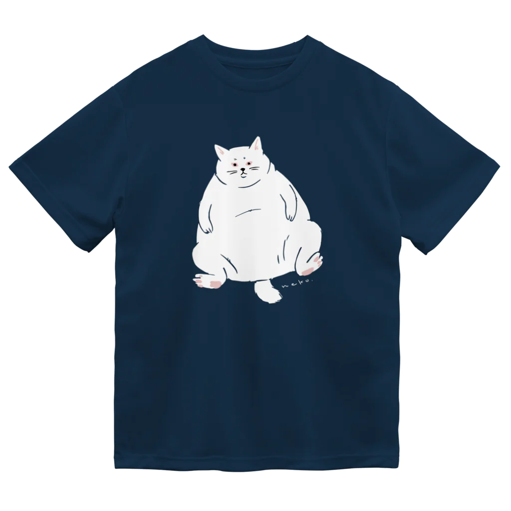 タバタ画房のふてぶてしいしろねこ ドライTシャツ