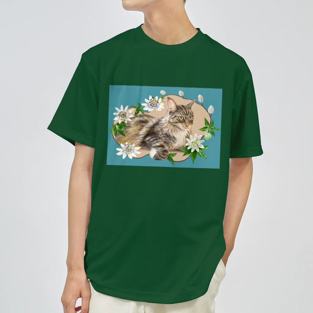 Ａｔｅｌｉｅｒ　Ｈｅｕｒｅｕｘの🌼花と猫😸　トケイソウ ドライTシャツ