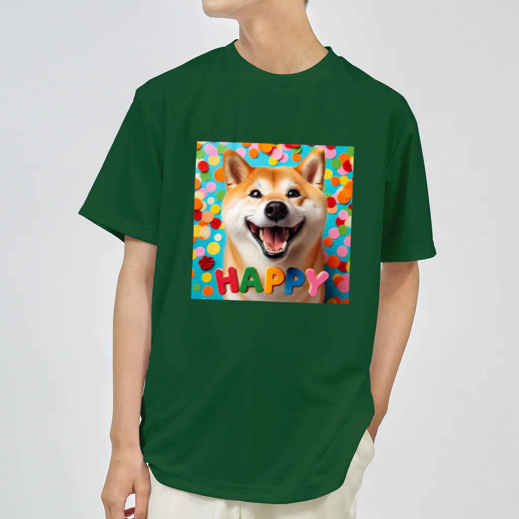 ANTARESの今日もハッピーな柴犬 ドライTシャツ