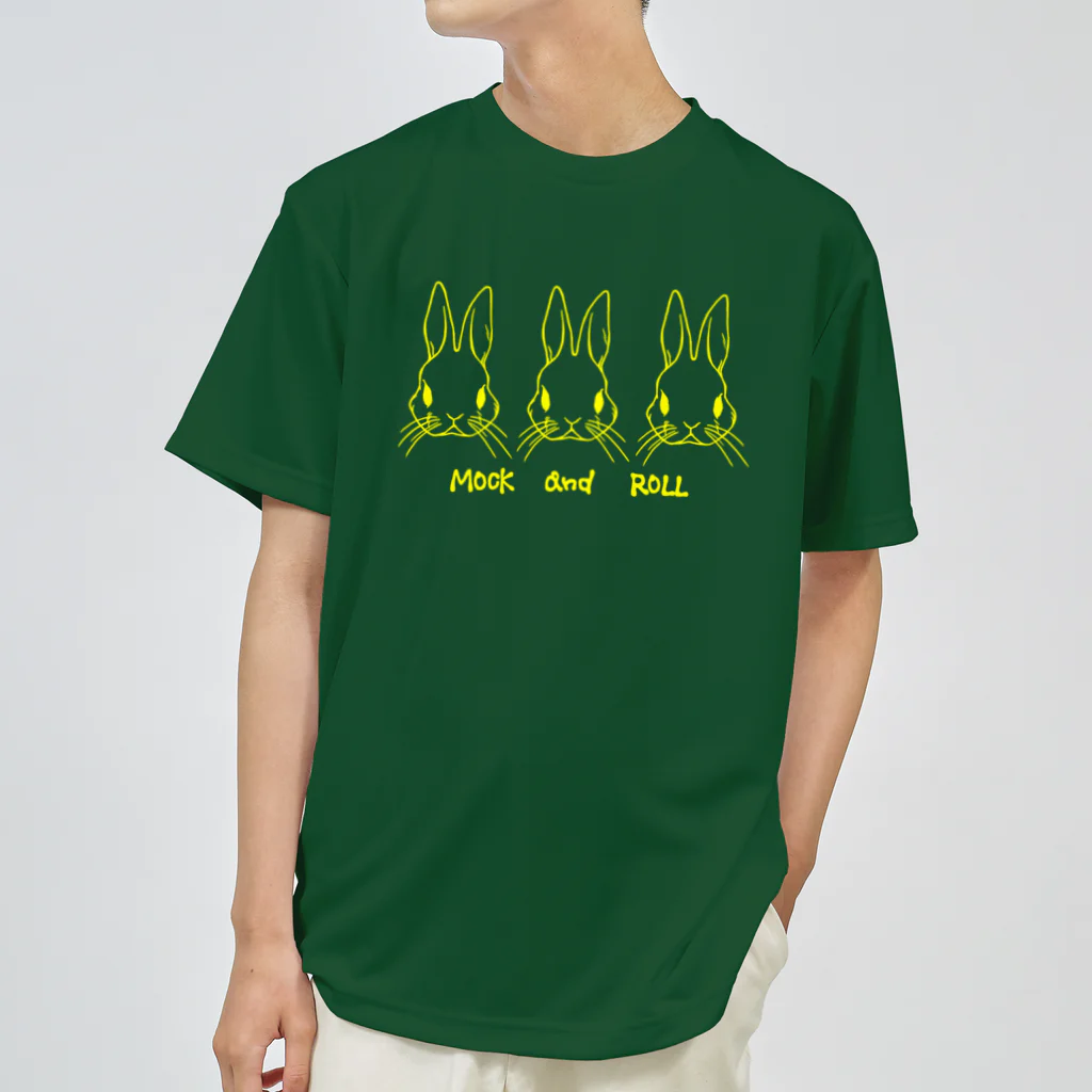 Mock’n Rollの3連うさぎ YELLOW ドライTシャツ