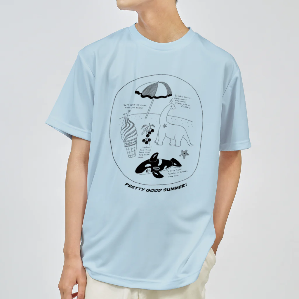 Futakawa Mayuのグッズショップの夏図鑑シリーズ　恐竜 ドライTシャツ