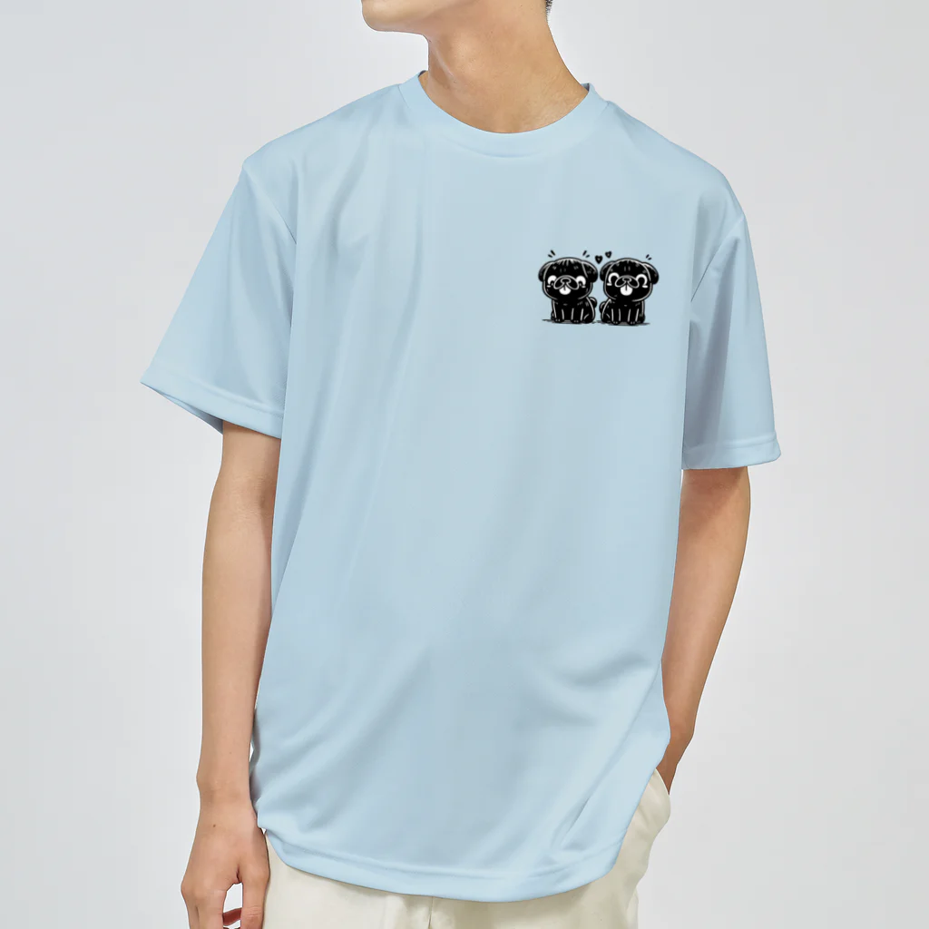 ブヒーズのtwin pug Dry T-Shirt