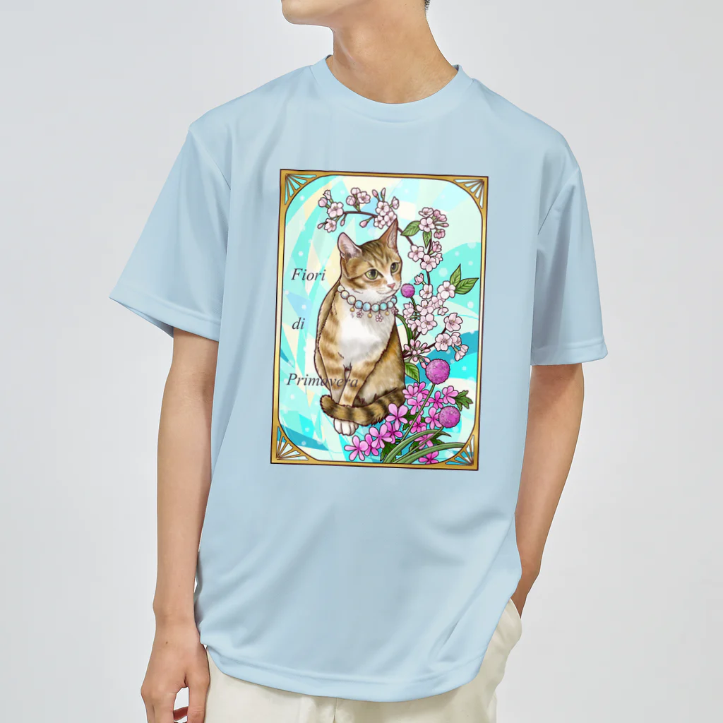 Ａｔｅｌｉｅｒ　Ｈｅｕｒｅｕｘの春の花々と猫　Fiori di PrimaveraⅡ Dry T-Shirt