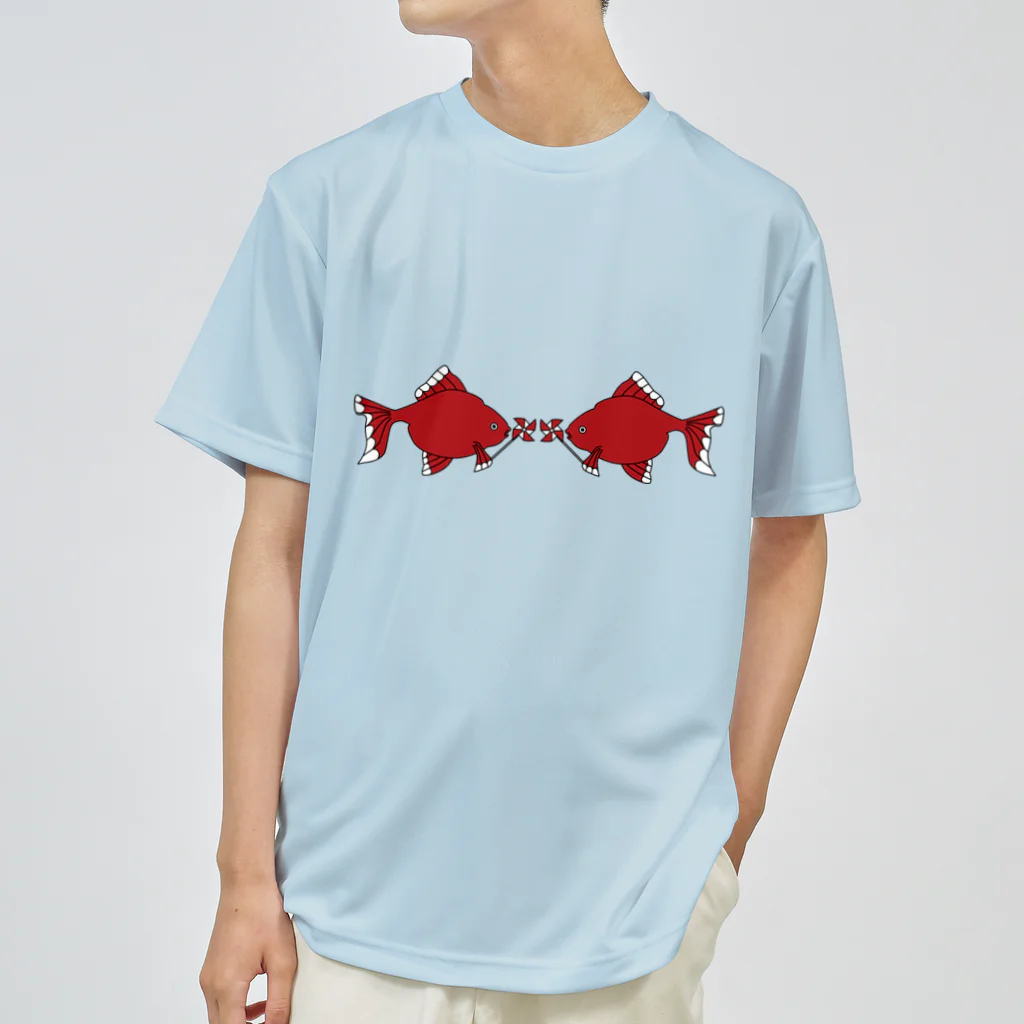 Amiの風車赤金魚 ドライTシャツ