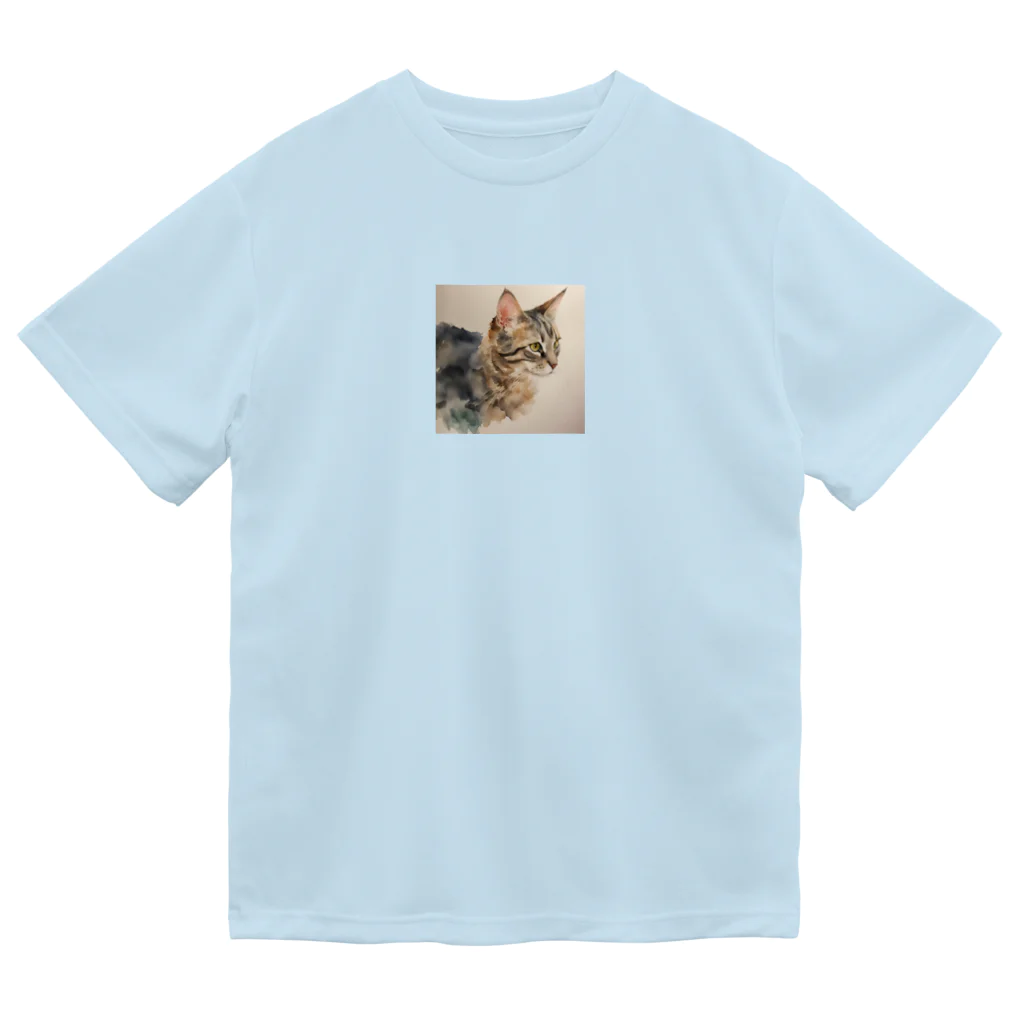 OkometoOmochiの横向き猫 ドライTシャツ