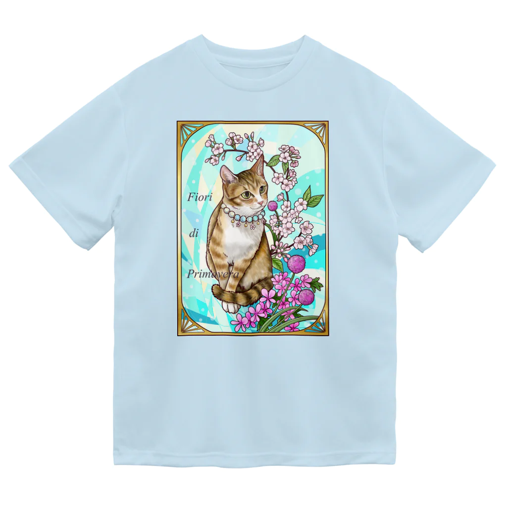 Ａｔｅｌｉｅｒ　Ｈｅｕｒｅｕｘの春の花々と猫　Fiori di PrimaveraⅡ Dry T-Shirt