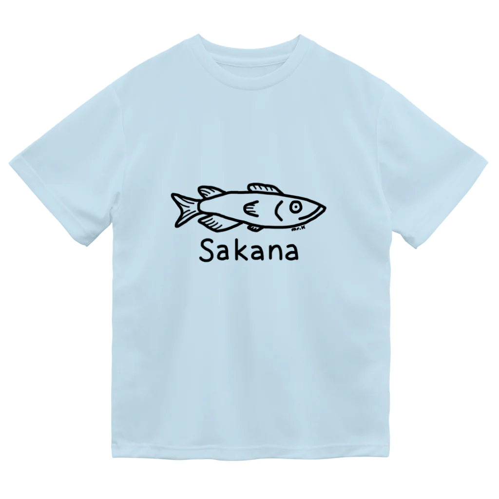 MrKShirtsのSakana (魚) 黒デザイン ドライTシャツ