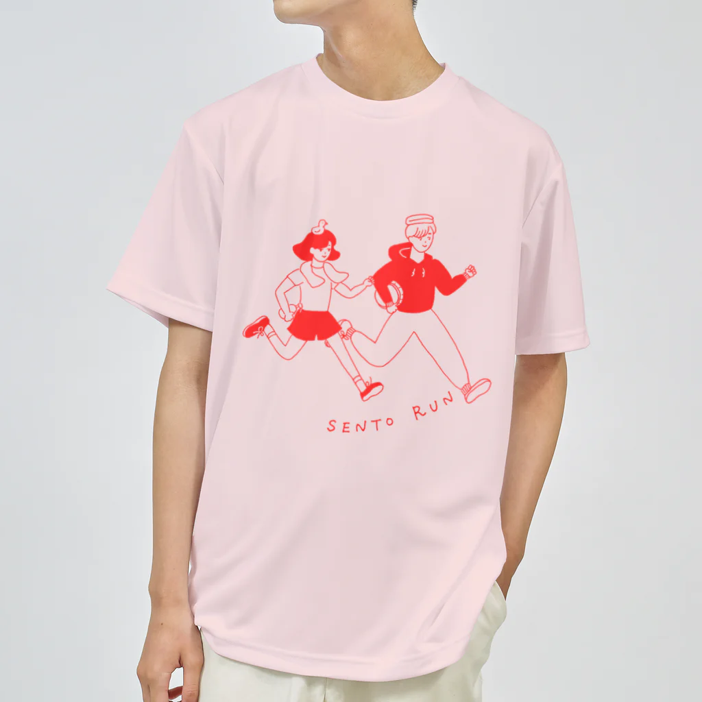 銭湯ラン.comの銭湯ランTシャツ ライトピンク ドライTシャツ