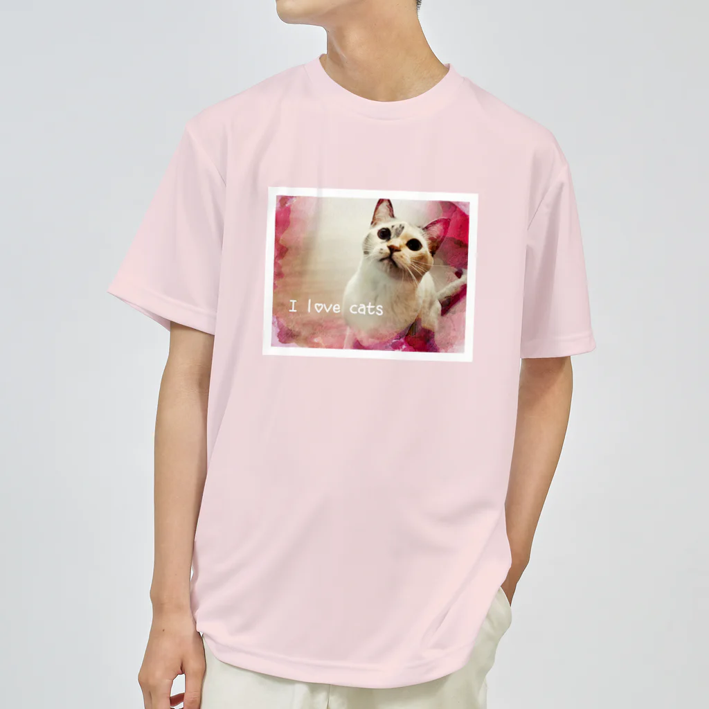 モコネコSHOPのI love cats ① Dry T-Shirt