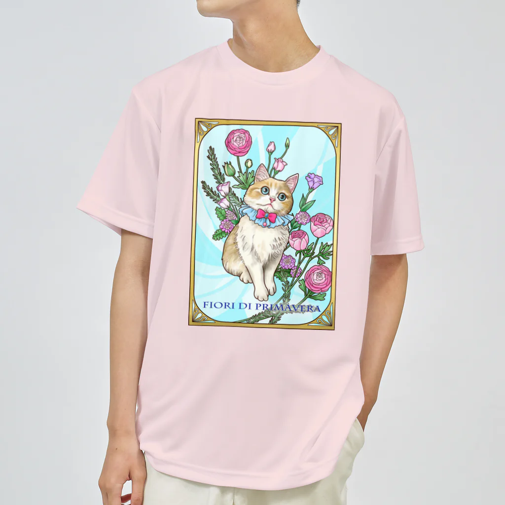 Ａｔｅｌｉｅｒ　Ｈｅｕｒｅｕｘの春の花々と猫　Fiori di Primavera Ⅰ ドライTシャツ