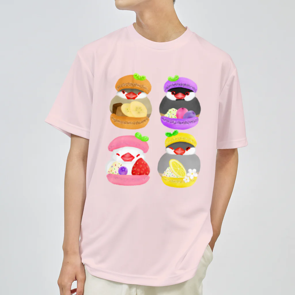 Lily bird（リリーバード）のぎゅっ♪マカロン文鳥ず ドライTシャツ