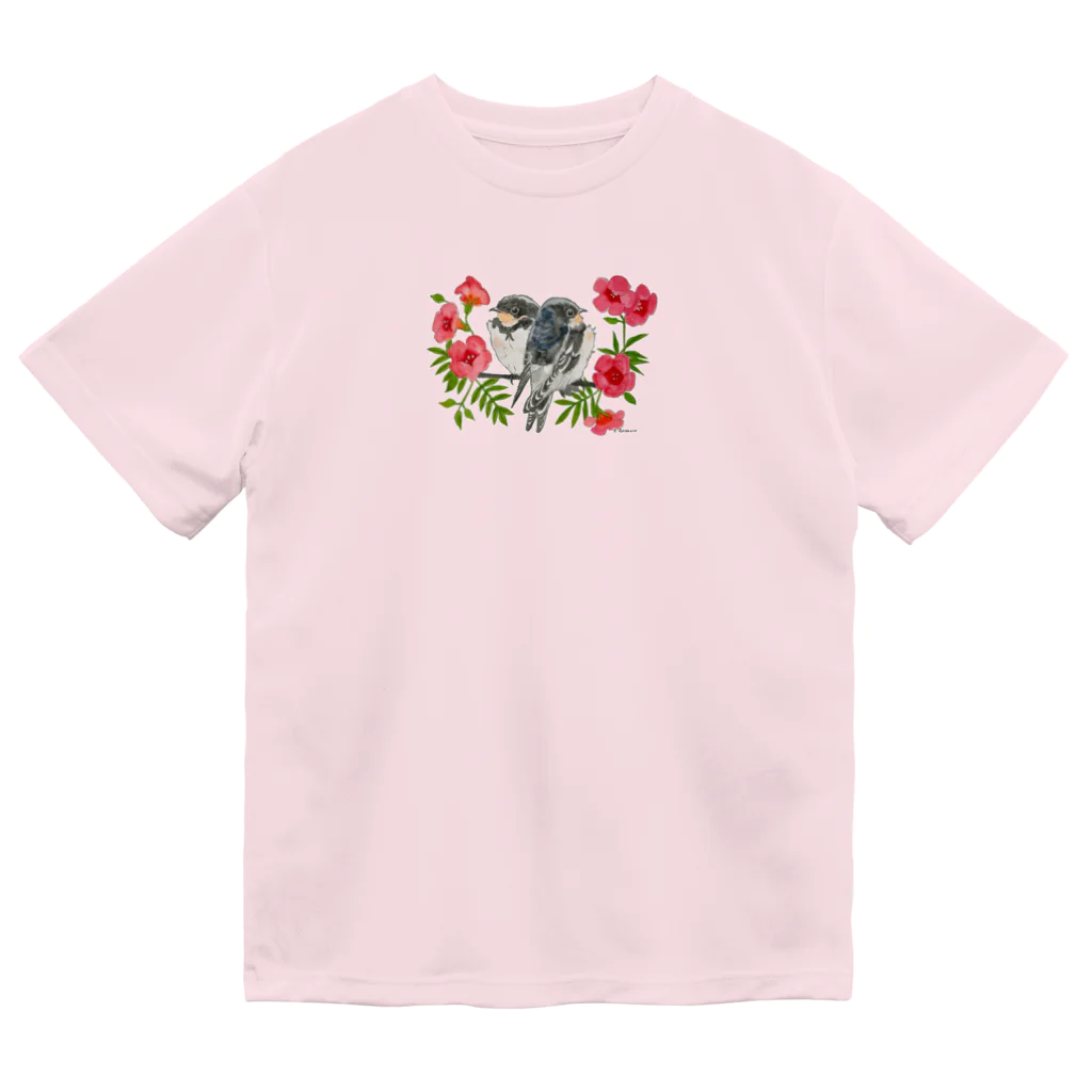 Wild bird paradiseの巣立ち燕とノウゼンカズラ Dry T-Shirt