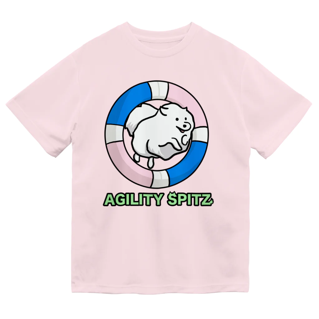 ehime@けだま&もち＆すみのAGILITY SPITZ「ぴょ〜んと飛ぶよ」 ドライTシャツ