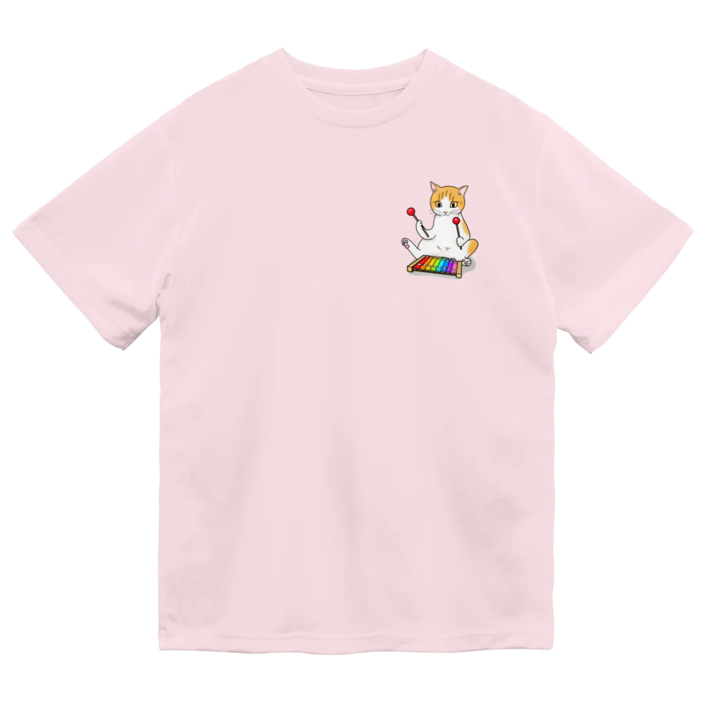 Ａｔｅｌｉｅｒ　Ｈｅｕｒｅｕｘの木琴を叩く猫 ドライTシャツ