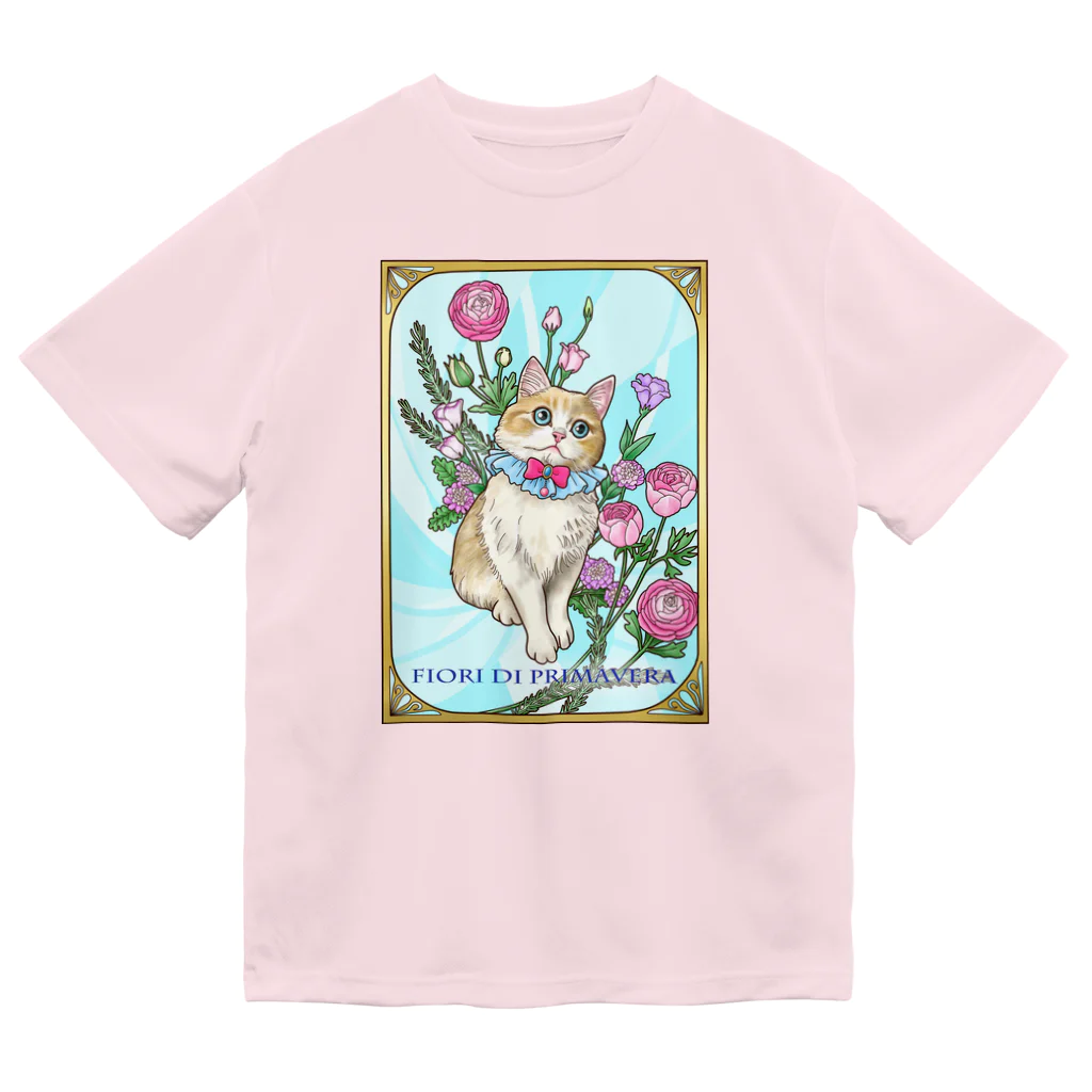 Ａｔｅｌｉｅｒ　Ｈｅｕｒｅｕｘの春の花々と猫　Fiori di Primavera Ⅰ ドライTシャツ