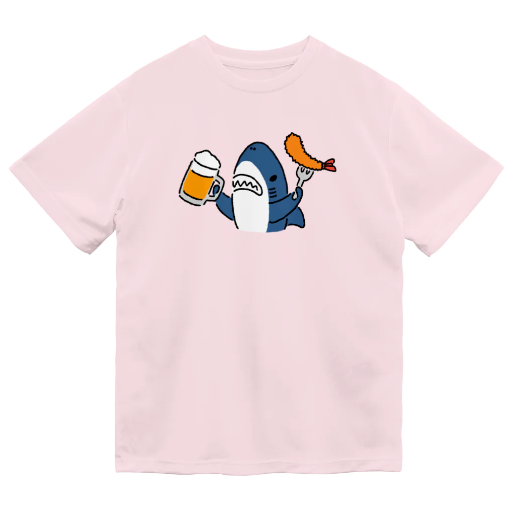 サメ わりとおもいのビールとエビフライとサメ　色付き文字無しVer. ドライTシャツ