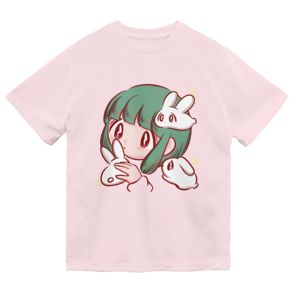 微々子(Viviko)のもちもちウサギに囲まれて ドライTシャツ