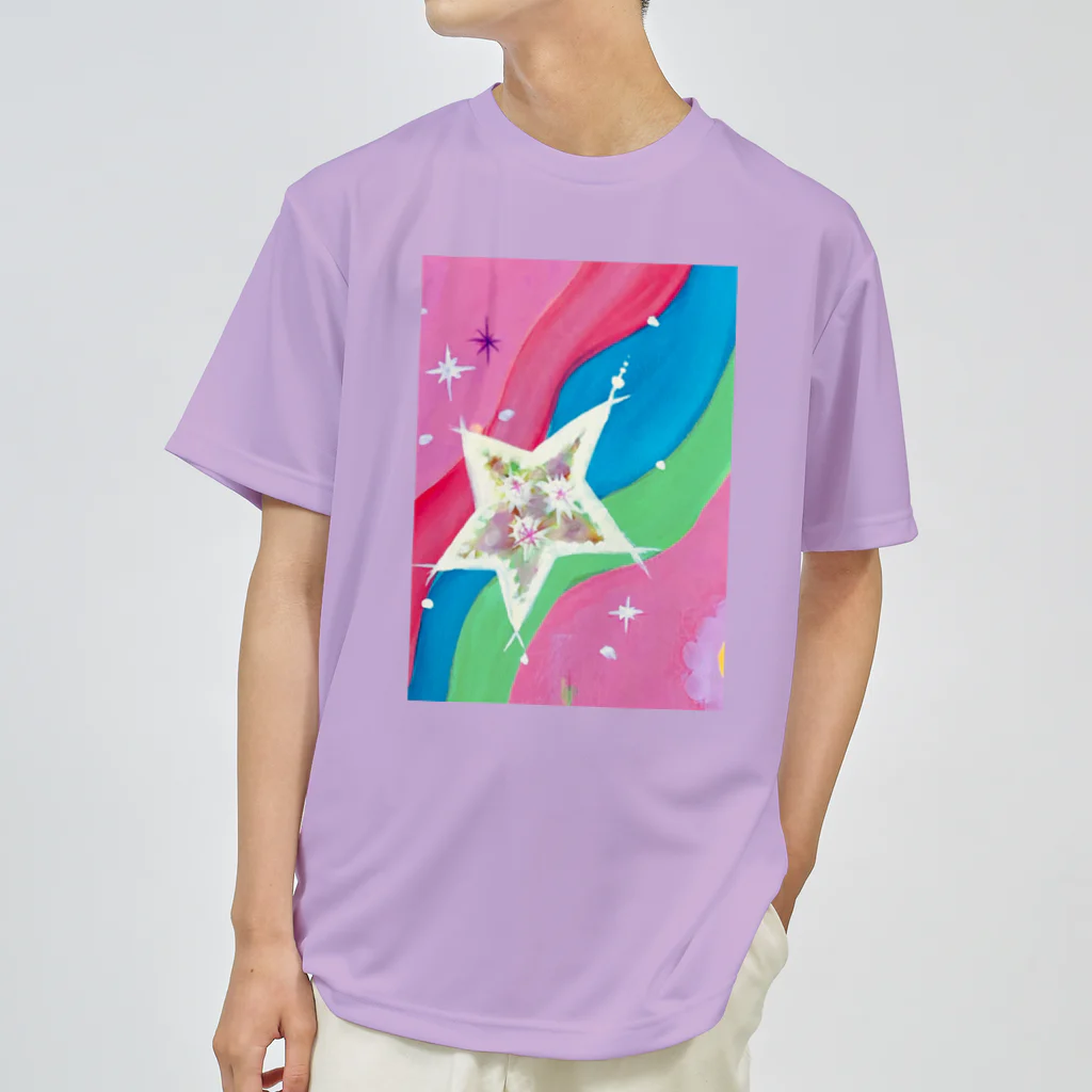 🐶シュナといろいろ🎨の流れ星　(ピンク) ドライTシャツ