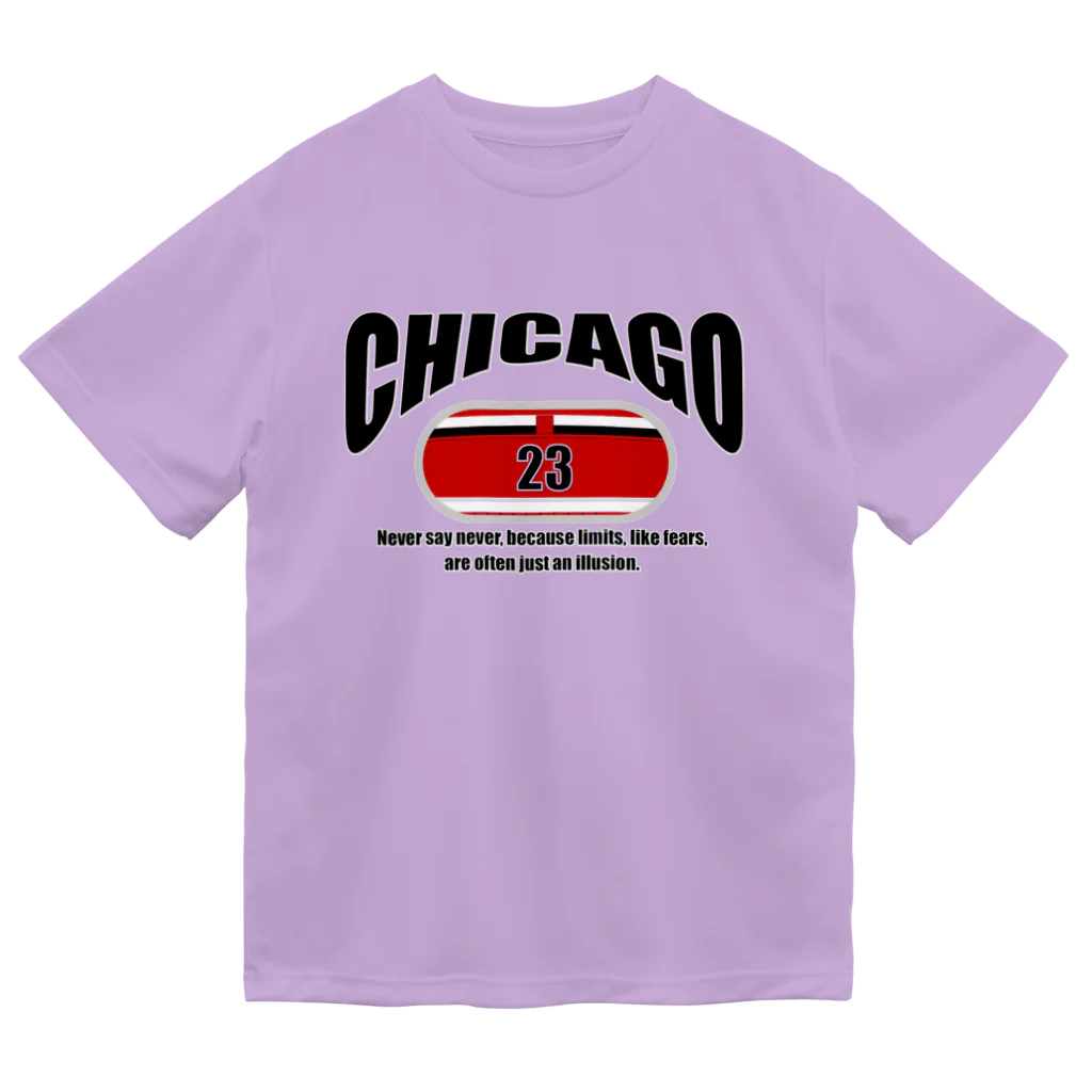 Never Say NeverのChicago～カレッジロゴ風～ Dry T-Shirt