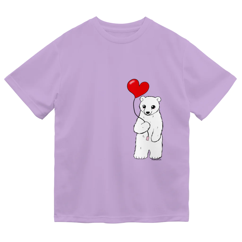 Draw freelyのハート風船　シロクマ ドライTシャツ