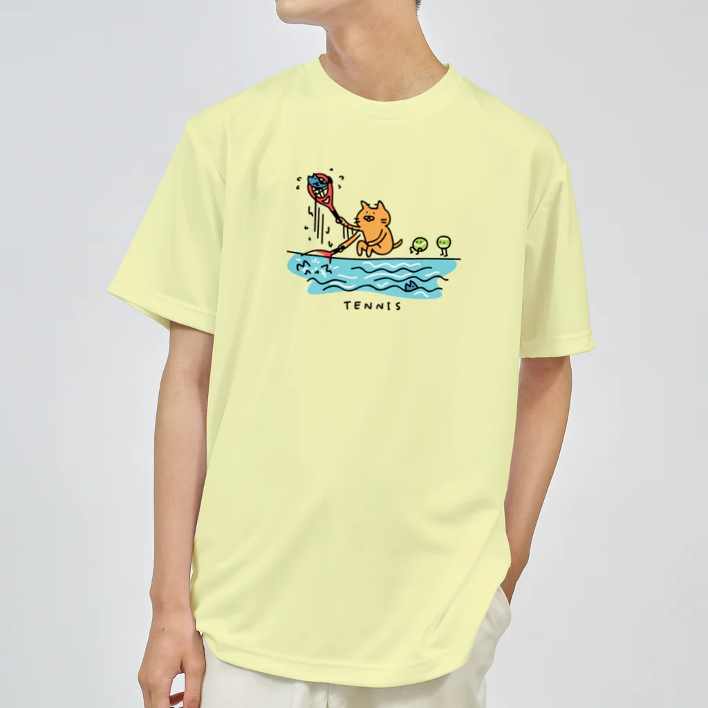 PokuStarのテニス　魚をすくうラケット Dry T-Shirt