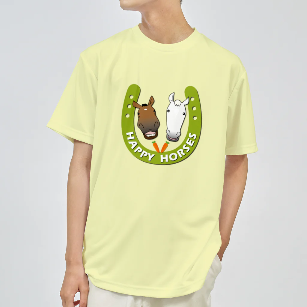 SHOP HAPPY HORSES（馬グッズ）のハッピーホース（蹄鉄カラフル） Dry T-Shirt