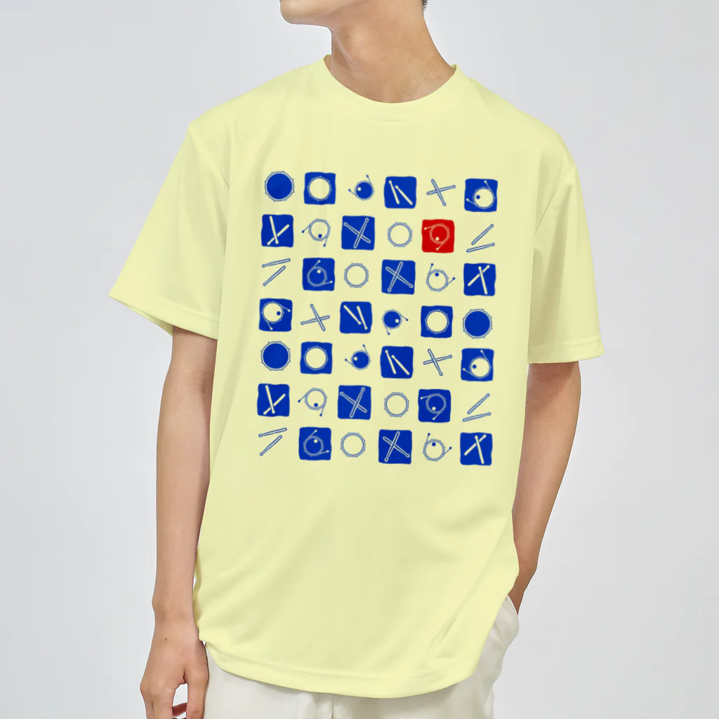 音楽と和の雑貨屋　たむたむの【ドラムの日2022】ドラム市松 ドライTシャツ