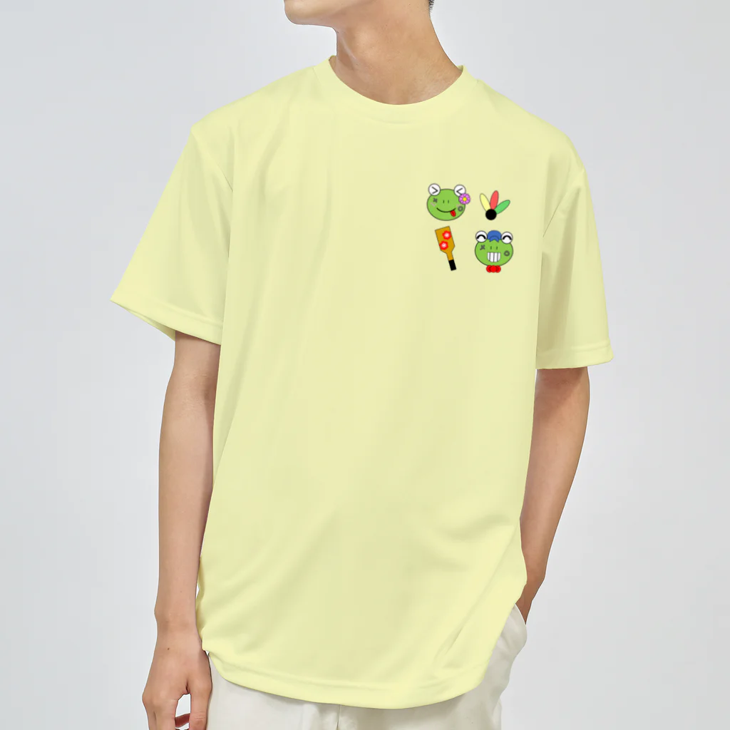 🐸かえるさんと仲間たち🐸の羽子板とかえるさん ドライTシャツ