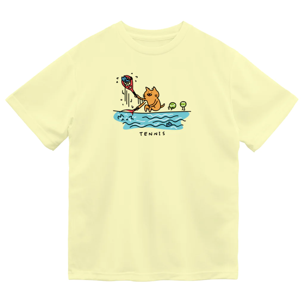 PokuStarのテニス　魚をすくうラケット Dry T-Shirt