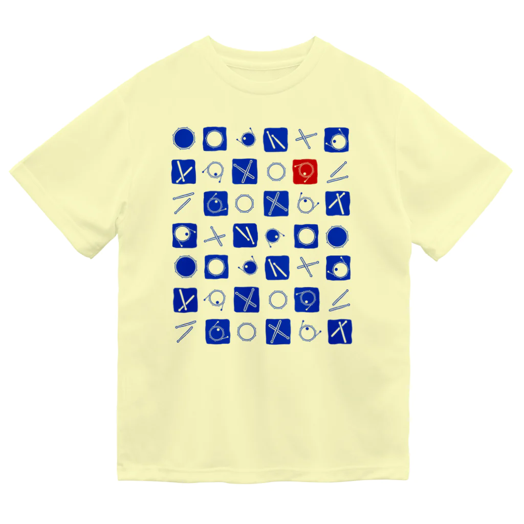 音楽と和の雑貨屋　たむたむの【ドラムの日2022】ドラム市松 ドライTシャツ