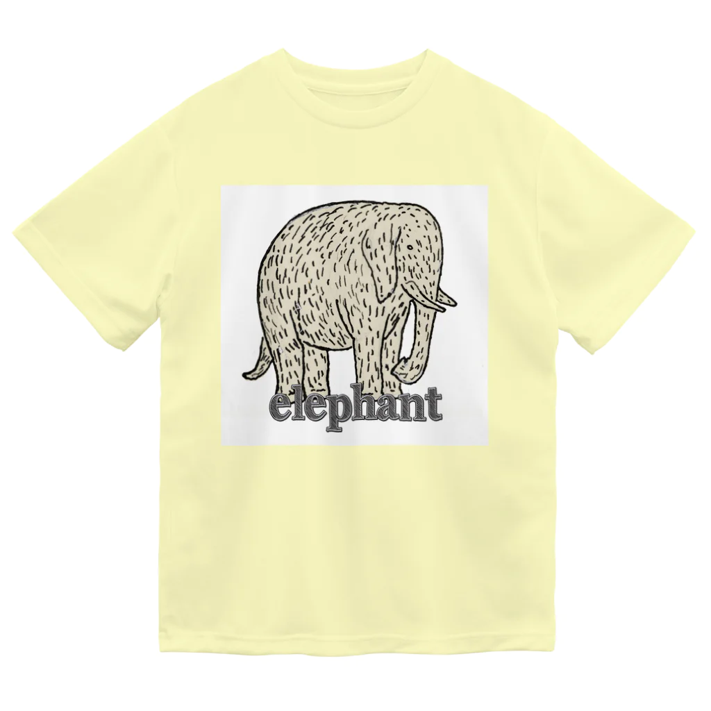 PALA's SHOP　cool、シュール、古風、和風、のelephant　　(backプリント）[一部表プリント」 ドライTシャツ